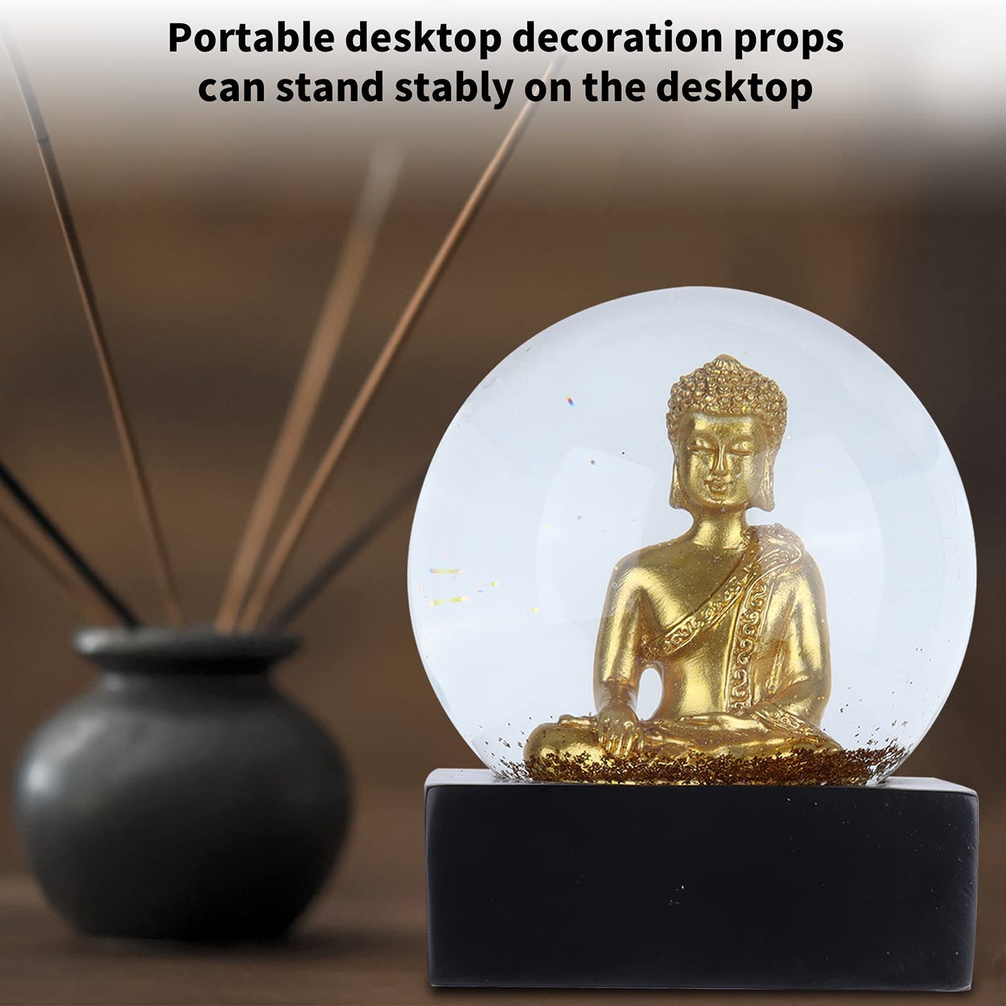 Snow globe water ball Buddha statue crystal ball desktop ornament decorations for home office tabletop decor (Buddha statue)