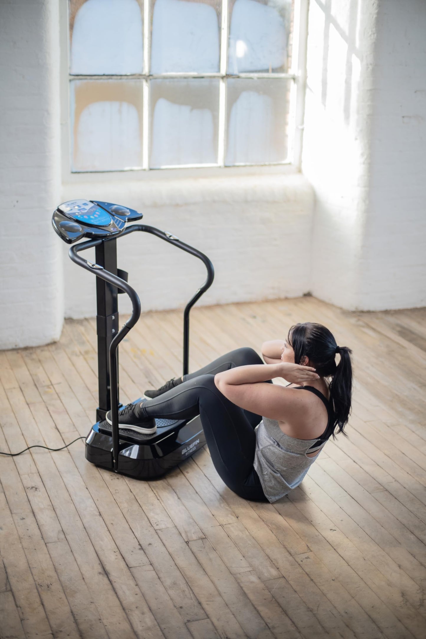 Bluefin Fitness Vibration Plate Pro Model | Enhanced design with quiet motors and built-in speakers, Black