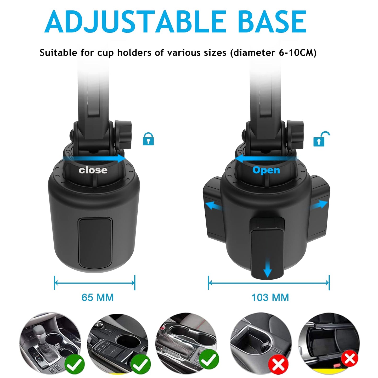 Oilcan car mount tablet cup holder, drink holder car iPad holder [Stable & Durable], car cup holder for iPad Pro Air Mini, Galaxy, Lenovo, Huawei, iPhone, etc. (4-12.9 inches)