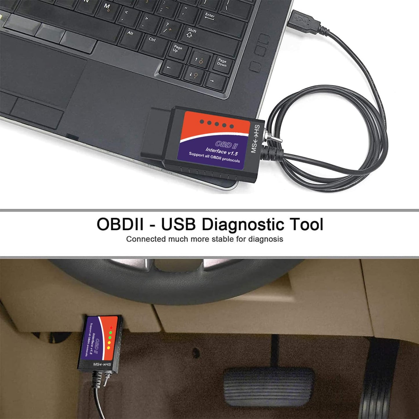 Forscan ELMconfig OBD2 Adapter - USB scanner with MS-CAN/HS-CAN switch - Professional OBDII diagnostic scan tool for Ford and Mazda.
