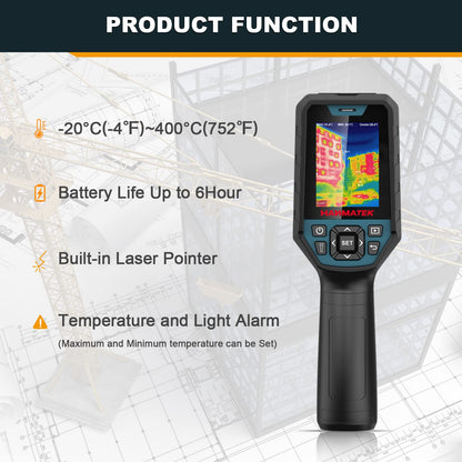Infrared thermal imaging camera HANMATEK Ti120, resolution of 120 x 90 pixels, temperature range -20°C to +400°C, Professional thermal imaging camera ± 2% accuracy of the measurement value.