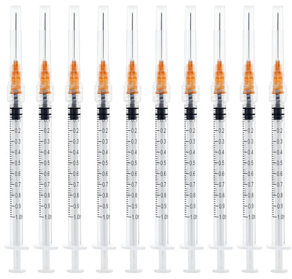 100pcs 1ml/cc 25G-25mm tip，Single Use Luer-Lock Independent Packaging, Easy to Use (100 pack)