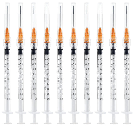 100pcs 1ml/cc 25G-25mm tip，Single Use Luer-Lock Independent Packaging, Easy to Use (100 pack)