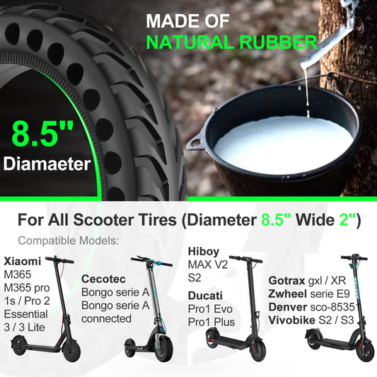 BANGTING 8.5 Inch E Scooter Solid Tire, 8 1/2 x2 Solid Rubber Tire, 50/75-6.1 Replacement Tire for Xiaomi Pro 2 / M365 / M365 Pro / 1S / 3/3 Lite / Essential and all models, (2 PCS)