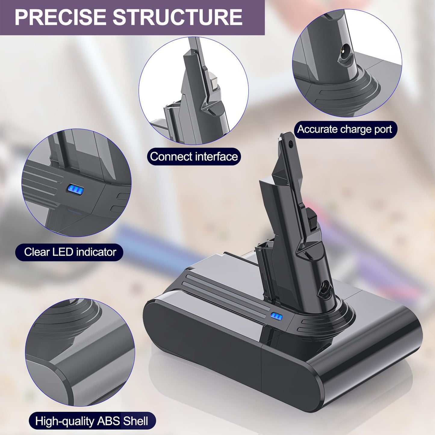 Battery for Dyson V7, LONGFIT 6500mAh SV11 Li-ion Replacement Battery for V7 Motorhead Animal Trigger Cord-Free HEPA Fluffy Vacuum Original