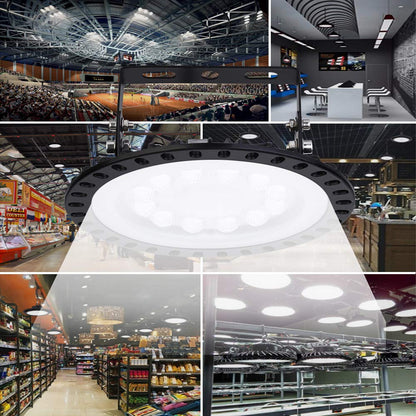 LED industrial lamp, 200W LED high bay light industrial warehouse lighting workshop lighting chandelier, beam angle 120°, German optical PC lens