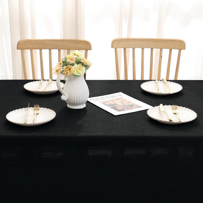Smiry linen-look tablecloth, waterproof with lotus effect, rectangular 140 x 200 cm. Stain-resistant black table cover for easy cleaning and protection.
