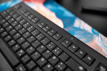 CHERRY DW 3000, Wireless keyboard and mouse set, German layout (QWERTZ), 2.4 GHz radio frequency, Slim design, Quiet keys, Symmetrical mouse, Black