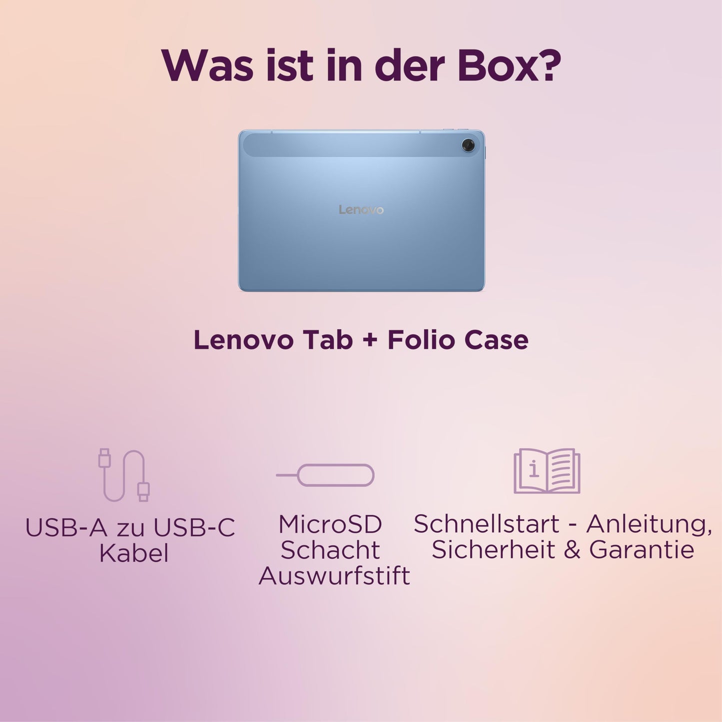 Lenovo Tab Tablet | 10.1" Full HD Display | MediaTek G85 | 4GB RAM | 64GB | Android 14 | Polar Blue | incl. Clear Protective Case