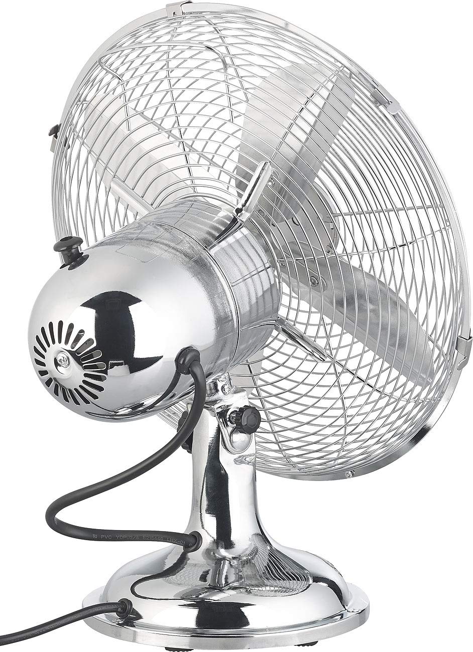Sichler Housewares Office Fan: Full Metal Desk Fan in Retro Look, Oscillation, 35 W, Ø 30 cm (Antique Fan, Metal Desk Fan, Air Cooler)