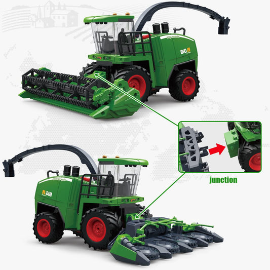 Fisca Remote Control Combine Harvester, RC Farm Harvester Tractor, 2.4GHz Harvest Tractor Farm Vehicle Toy with Light and Spray for Kids
