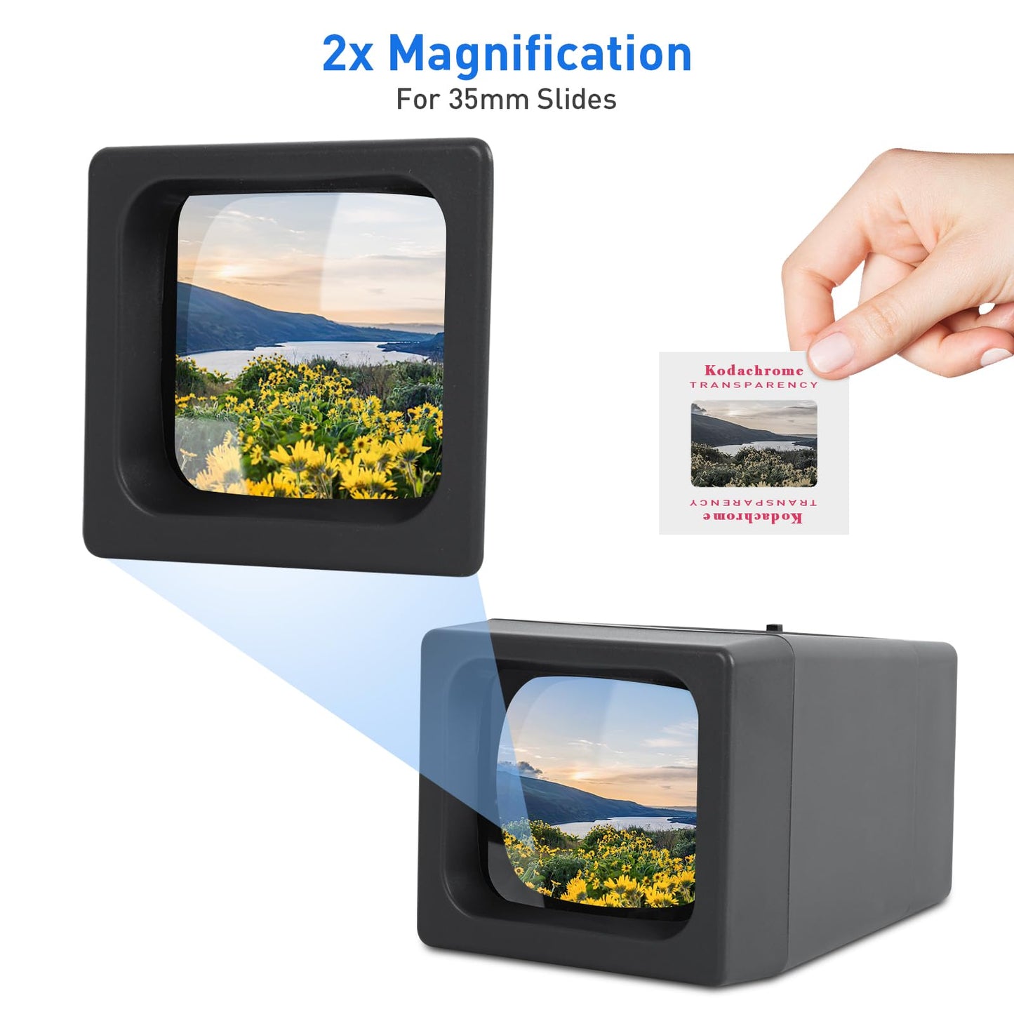 TCNEWCL 35mm slide viewer for old slides, slide viewer with 2X magnification LED illuminated slide projector for 35mm slides, AAA battery operated (2 AAA batteries included)