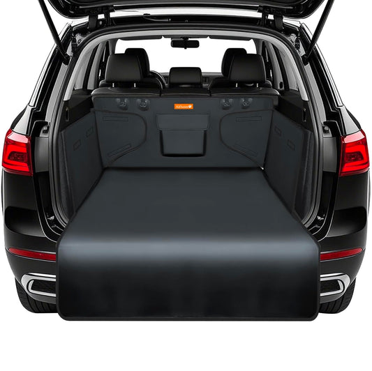 Alfheim Universal Trunk Protector - Water Resistant & Easy to Clean - Ideal Car Cover for Dogs - Black, with Bumper Guard - Fits Medium Small SUV (Gray)