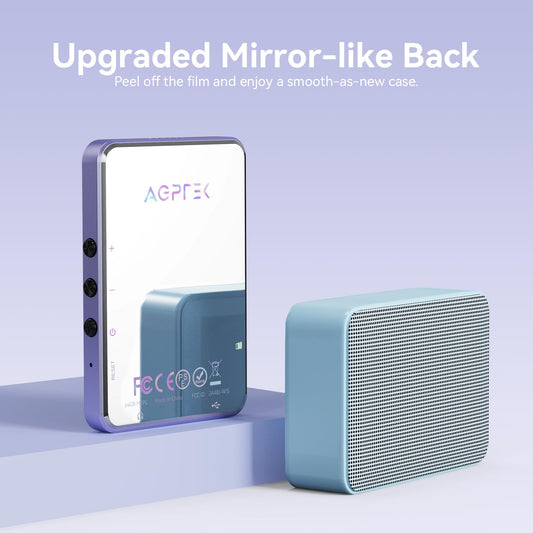 AGPTEK 64GB MP3 Player with Bluetooth 5.3, 2.8-Inch Full Touchscreen, Portable HiFi Music Player with Speaker, FM Radio, E-Book, Line-in Recording, Supports up to 128GB, Mirror Purple