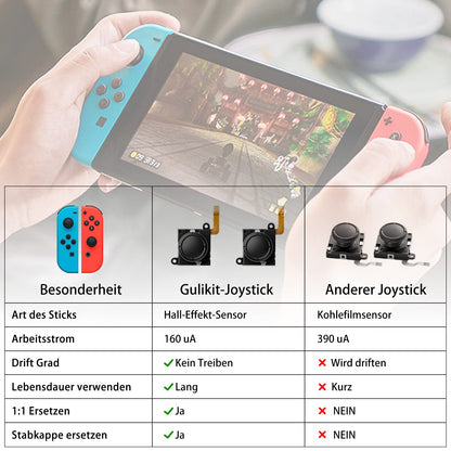 GuliKit Joycon Hall Effect Sensor Joystick 4 Pack, No Drift Joy Con Controller for Switch/OLED/Lite, Low-Power Left/Right Joystick with Repair Tool