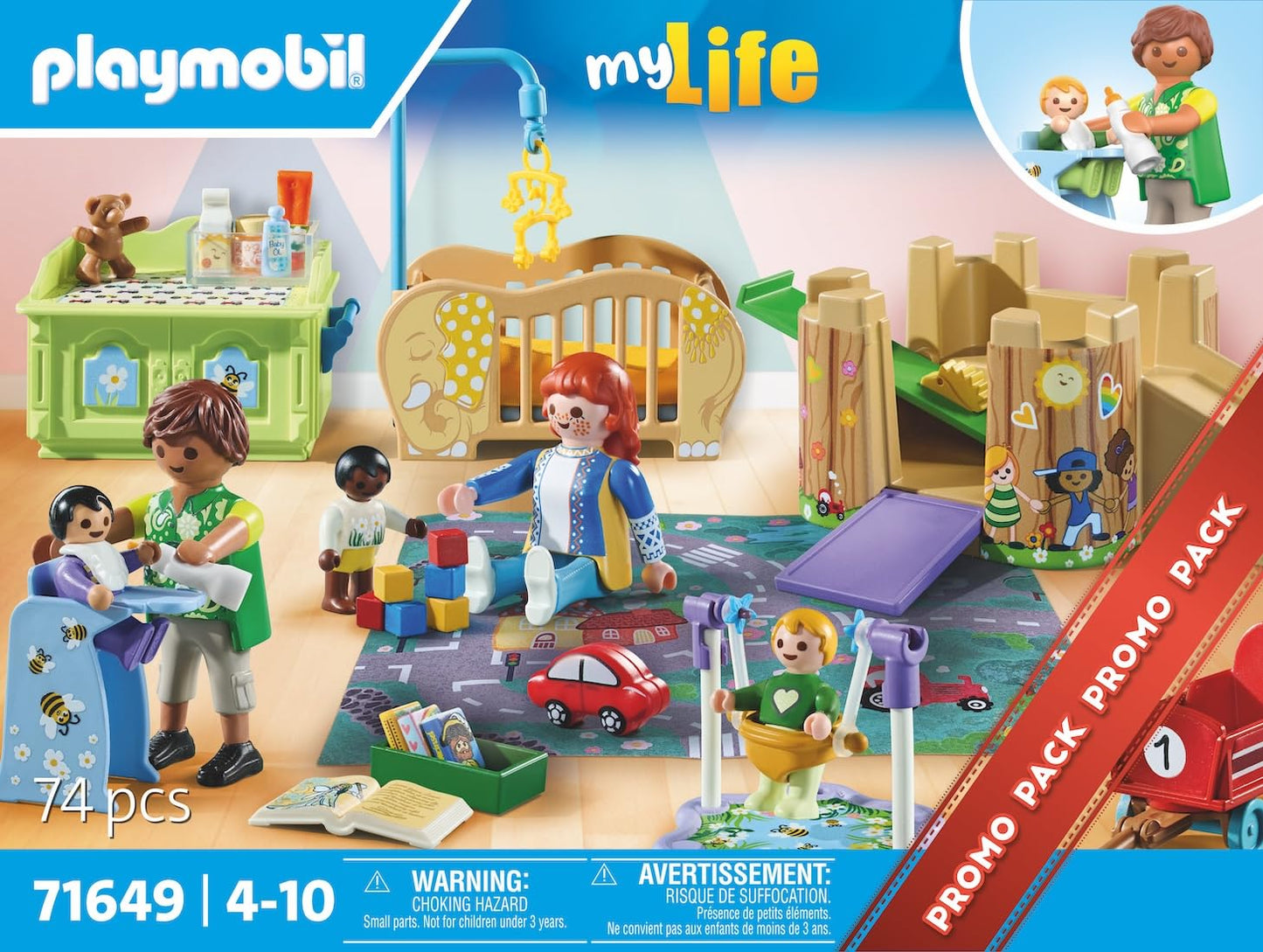 PLAYMOBIL MyLife Promo Pack 71649 Crawling Group, includes five figures, play tower, slide, and many cute accessories, detailed toy for children aged 4 and up.