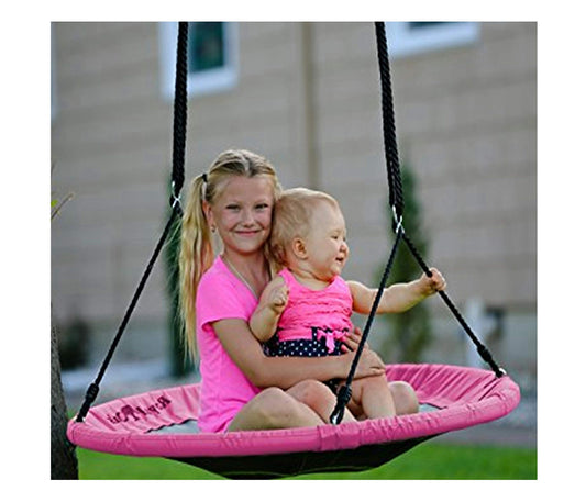 Izzy Nest Outdoor Swing, Textilene PE plastic, Weatherproof, Soft Nest, Multi-child swing up to 150kg - Pink 110Dx110Wx180Hcm