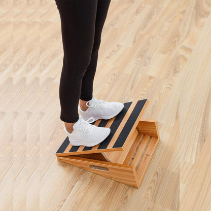 Strongtek Professional Slant Board made of wood, adjustable and portable calf stretcher, training tool with handle & non-slip coating