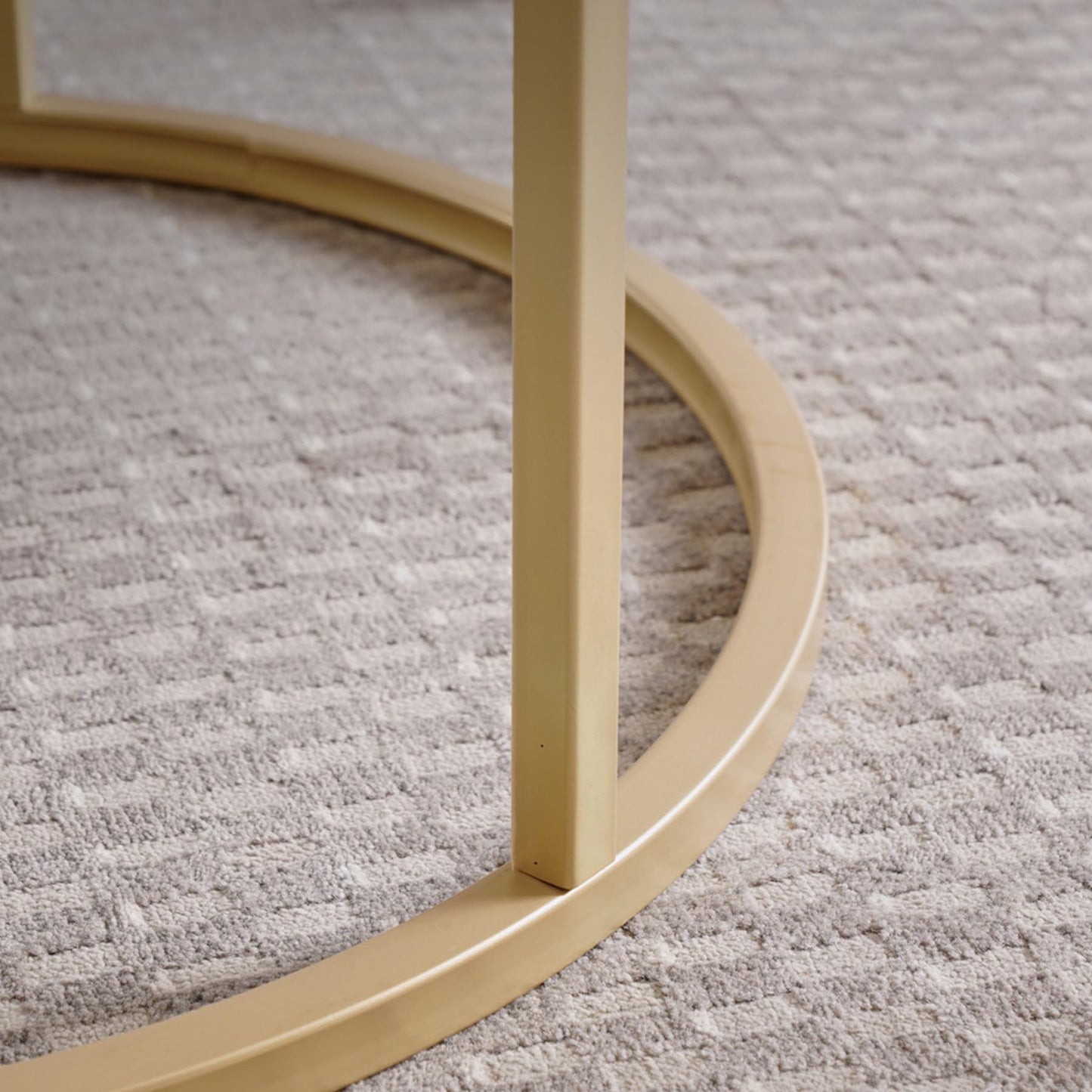 EGOONM 2-piece set round coffee table, round modern glass table with gold metal frame, (80*80*45cm+60*60*35cm)