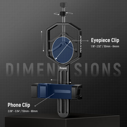 NEEWER Metal Telescopic Phone Holder, 2.09"-3.54" Universal Phone Holder for Spotting Scope Telescope Microscope Binocular Monocular, Fits Eyepieces with Diameter 1.18"-2.52"