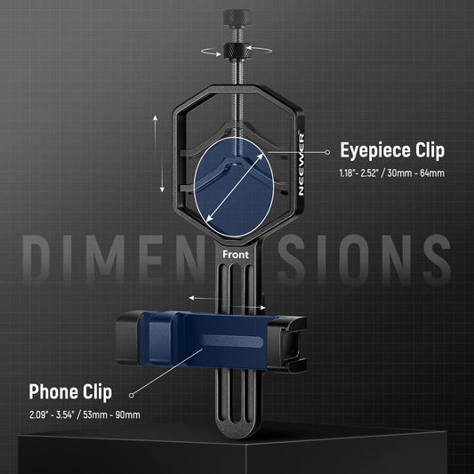 NEEWER Metal Telescopic Phone Holder, 2.09"-3.54" Universal Phone Holder for Spotting Scope Telescope Microscope Binocular Monocular, Fits Eyepieces with Diameter 1.18"-2.52"