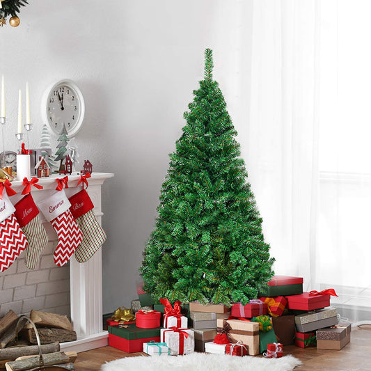 COSTWAY 150cm Artificial Christmas Tree with Metal Stand, PVC Needles, Ideal for Home, Office, Shops, and Hotels, Green.