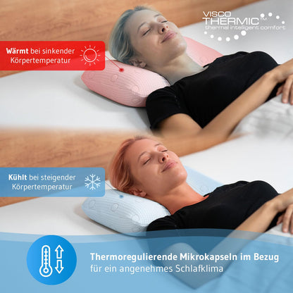 Travel pillow VOLAR | Orthopedic neck pillow with memory foam | Compact headrest for car, airplane, train, hotel & camping | Thermoregulating cover | Pillow for outdoor & travel 40x25x10 cm