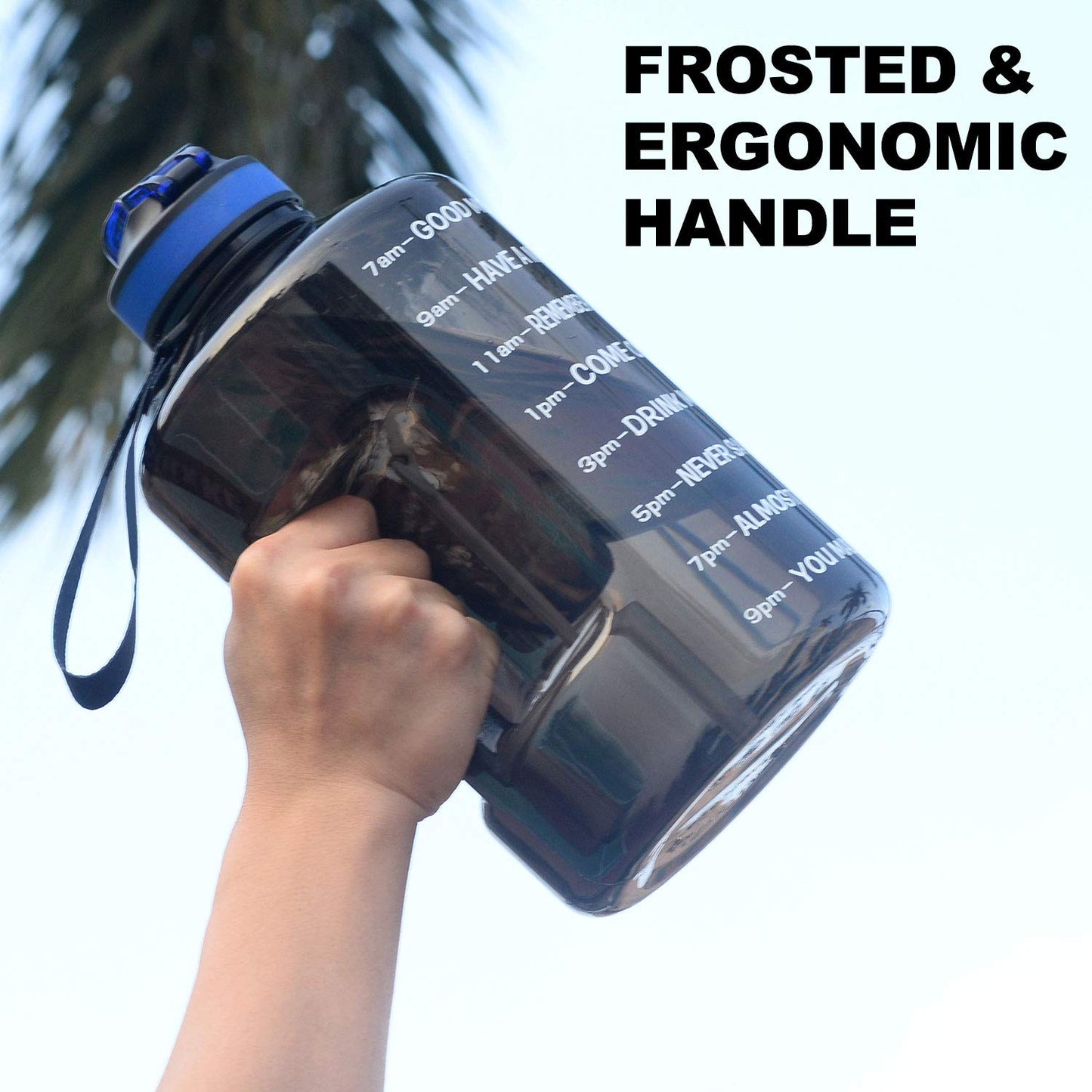 3.78L water bottles with straws, BPA free. Reusable with time markers. Large sports bottle with strong handle for sports, fitness, outdoor activities, hiking.