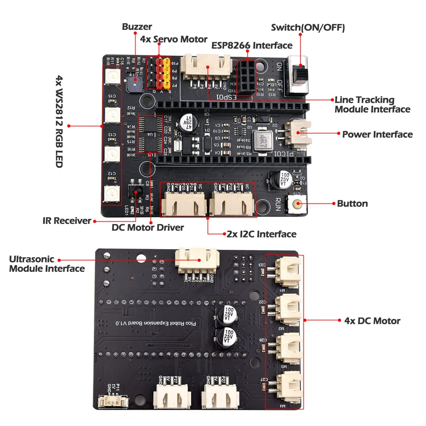 Adeept 4WD Omni-Directional Mecanum Wheels Robotic Car Kit for Raspberry Pi Pico. DIY STEM Remote Controlled Educational Robot Kit with LCD Display and Tutorials.