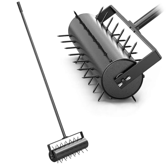 JAOGAUS Lawn Aerator, Roller Type Lawn Aerator, Lawn Roller with Handle & 5cm Nails & Splash Guard, Handheld Aerator Roller for Yards and Lawn areas in the garden - Garden Hand Tools