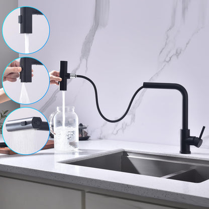 HOMELODY Black Kitchen Faucet, Pull Down Kitchen Faucet with 3 Spray Modes, Sink Faucet with Sprayer, Kitchen Faucet 360° Rotatable, Stainless Steel Mixer Tap.