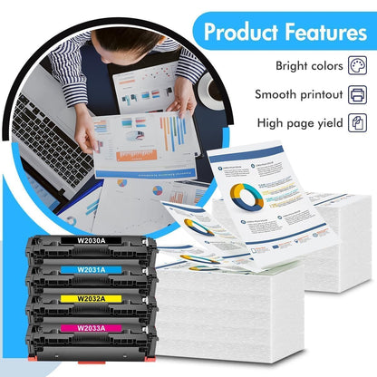4-pack 415A 415X Compatible Replacement for HP Color Laserjet Pro MFP M479fdw M479dw M479dn M479fnw M479fdn M454dn M454dw M479 M454 W2031A W2032A W2033A Multipack W2030A W2030X No chip
