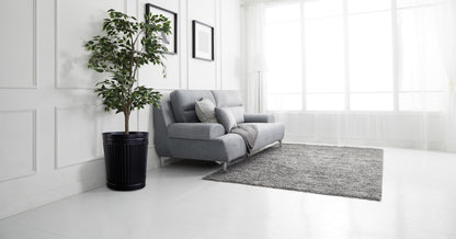 Jinfa Retro Vintage Metal Trash Can Ash Bin | Matte Black | Ø 42 cm | Vol. 62 liters
