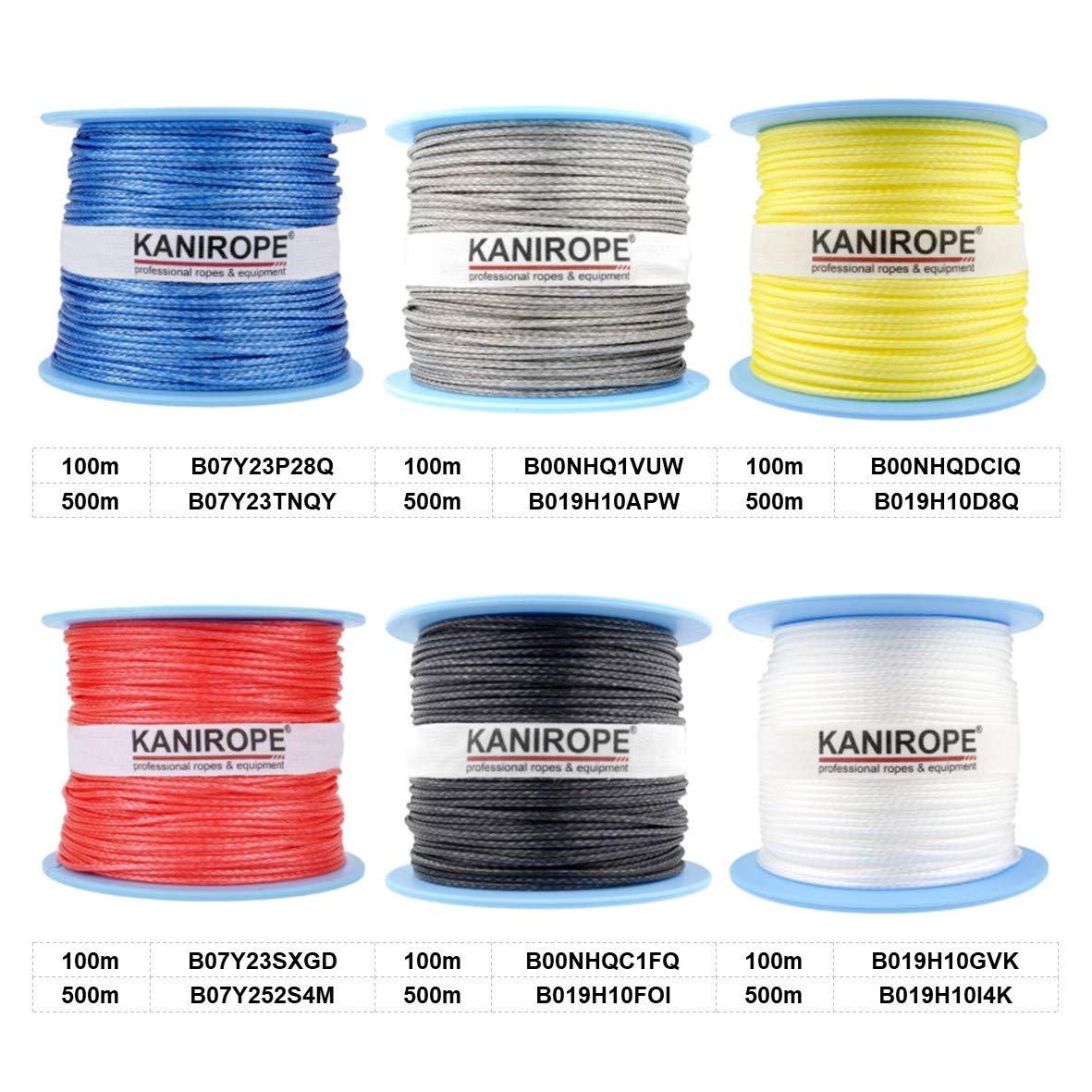 Kanirope® Dyneema Rope PRO 1mm 100m Silver 12-strand braided SK78 pre-stretched coated
