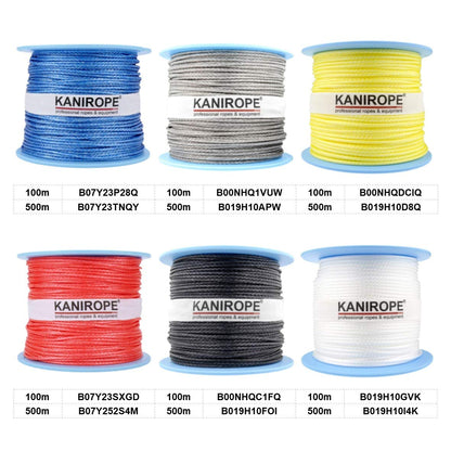 Kanirope® Dyneema Rope PRO 1mm 100m Silver 12-strand braided SK78 pre-stretched coated