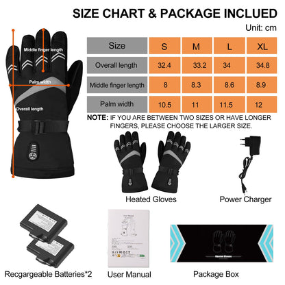 HATMIG Heated Gloves, Electric Heated Gloves Women Men, Rechargeable Heated Gloves Waterproof 5 Heating Levels Ski Gloves-L