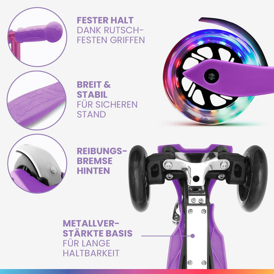 Fun Pro ONE scooter, the safe premium scooter for kids aged 3 and up, with LED wheels, foldable, for toddler boys and girls, suitable for kids aged 3-6 years.