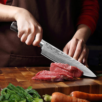 Kitchen Knife Set with Block HOABLORN Luxury 15-piece Knife Block with Knives: Acacia Knife Holder with Strong Magnetic Heart, knife set with block, for housewarming and wedding gifts.