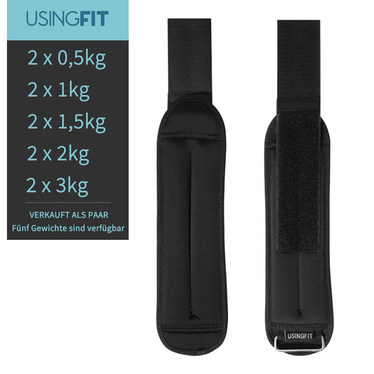 USINGFIT leg weights for legs and arms 2 * 0.5kg / 2 * 1kg / 2 * 1.5kg / 2 * 2kg weight hand ankle weights set fitness ankle weights hand wrist foot weights hand weights.