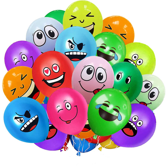 20/50/100/200 pieces of Emotion Series Latex Balloons, 12 inch Smiley Balloons, Colorful Party Balloons, Cheerful Balloons for Baby Shower Birthday Decor Boys Girls (200)