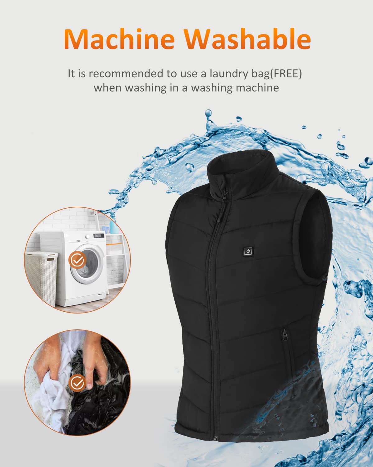 FERNIDA Women's Heated Vest, Heated Vest with Battery, USB 5V Electric Heating Vest with 8 Heating Zones and 3 Temperatures, M
