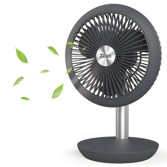 Zilan desk fan very quiet | Cordless | 4000 mAh battery | Fan | 90° adjustable | Desk fan | Air cooler | Energy-saving | 4 levels | 15 h cordless operation