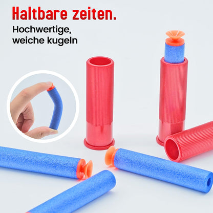 Double Barrel Soft Bullet Shot Toy Foam Blaster with Shell Ejection, 2 in 1 Foam Dart Blaster, Gift for Kids, Youth, Teen Toy Soft Bullet Educational Model Games for Boys 6+