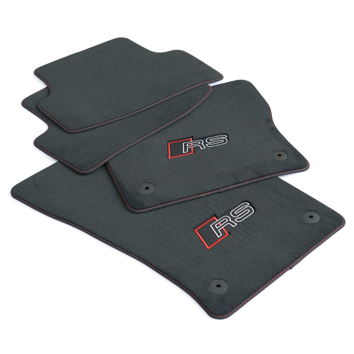 Audi 8Y1863011DRPP Premium Velour Floor Mats 4X Fabric Mats, with RS logo, black/red, Not for Mild-Hybrid (MHEV)
