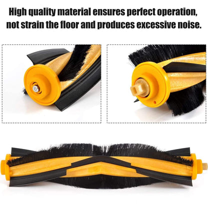 18 pieces of replacement accessories for Ecovacs Deebot N8/ N8+/ N8 Pro/ N8 Pro+/ OZMO T8/ T8+/ T8 AIVI/ T8 AIVI+/ T9/ T9+ vacuum cleaners, including 4 mopping cloths, 3 filters, 4 dust bags, 1 main brush, and 6 side brushes.