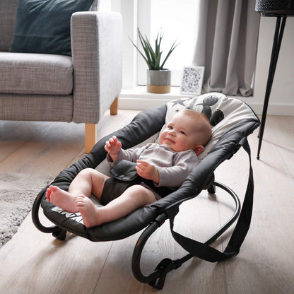 Hauck Baby Bouncer Rocky for babies from birth up to 9 kg, One-handed adjustable backrest, Rocking and bouncing function, Easy to carry with handle, 3-point harness (Disney Mickey Stars)