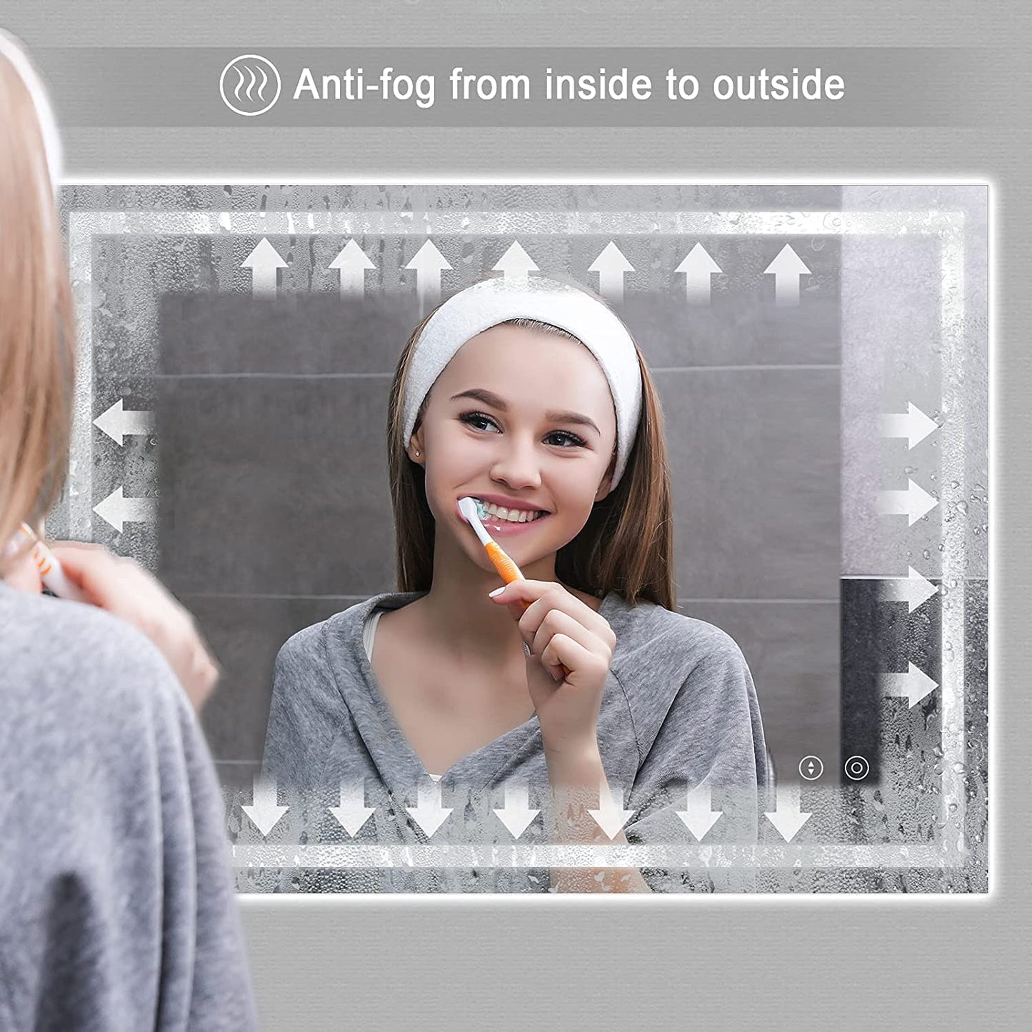 Dripex bathroom mirror with LED lighting, touch switch, dimmable, 3 adjustable light colors. Fog-free 60 x 80 cm illuminated bathroom mirror.