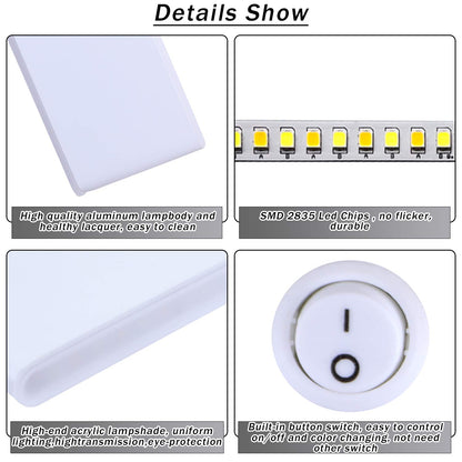 Lightsjoy LED Wall Light Indoor Modern Wall Lamp Hallway Wall Lighting 3 Color Temperatures with Switch 350° for Living Room Bedroom Kids Room etc. White