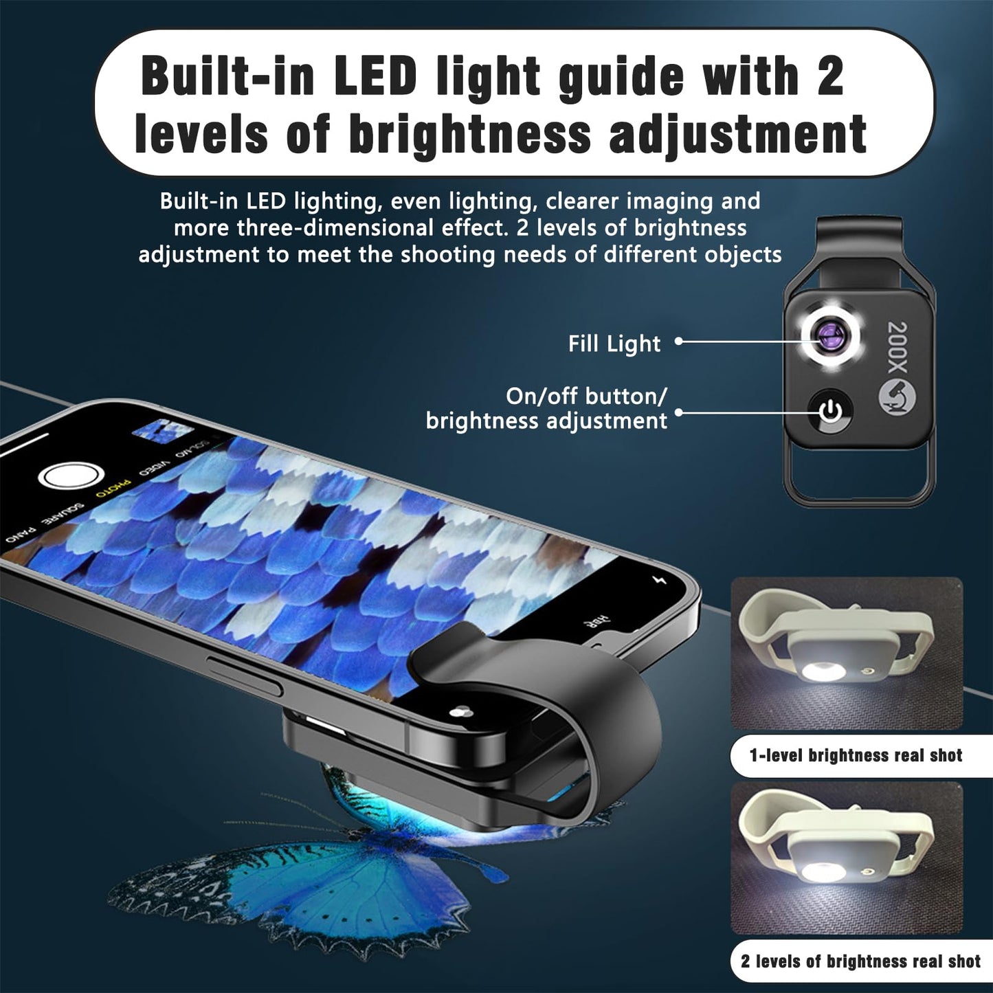 1 Piece Mobile Microscope for Smartphone Nano Zoom x200 for Handy Mini to Explore 200x Mini Microscope for Smartphone Camera Nano Zoom (Black with CPL)