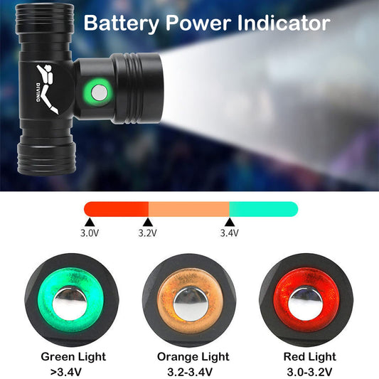 LUXJUMPER diving headlamp USB rechargeable super bright 5000 lumens 3 modes headlight underwater 60M IPX8 waterproof dive lights swim spotlight with 2 * 18650 batteries & charger